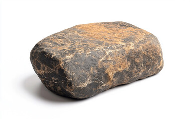 A single rounded pebble used in the Hajj stoning ritual representing rejection of evil Isolated on white Background