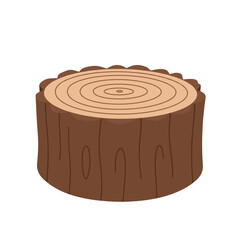 Detailed Illustration of a Tree Stump with Visible Growth Rings.