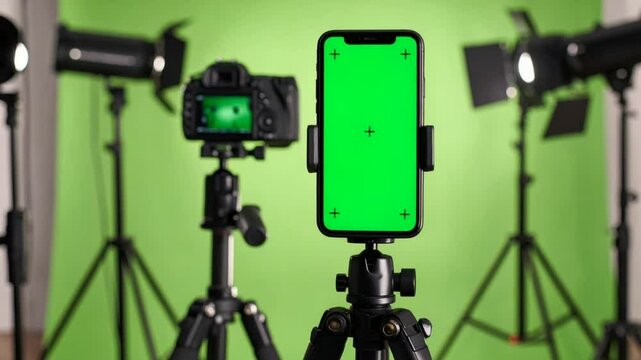 Smartphone camera studio mockup green screen