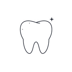 Clean Sparkling Tooth Icon with Minimalist Design and Starburst Detail.