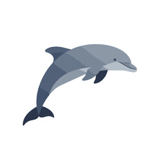 Obraz premium Playful Dolphin Leaping Upward with Geometric Flat Design Style.