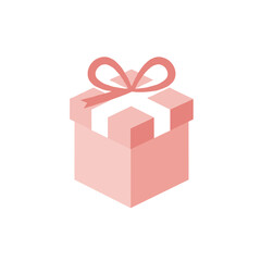 Isometric Pink Gift Box with Ribbon Perfect for Celebrations.