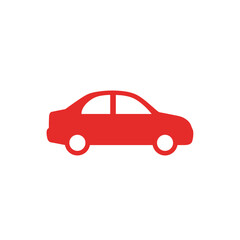 Fototapeta premium Simple Red Car Silhouette Depicting Transportation and Automotive Concepts.