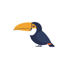 Naklejka premium Stylized Toucan Illustration: Vibrant Yellow Beak and Dark Blue Plumage.