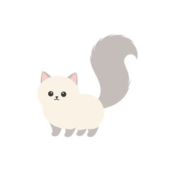 Naklejka premium Cute Cartoon Cat with Fluffy Tail in Profile View.