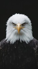 Obraz premium Stoic bald eagle gazes with piercing majesty, symbolizing Independence Day, power, freedom, enigmatic avian strength, raptors wild legacy