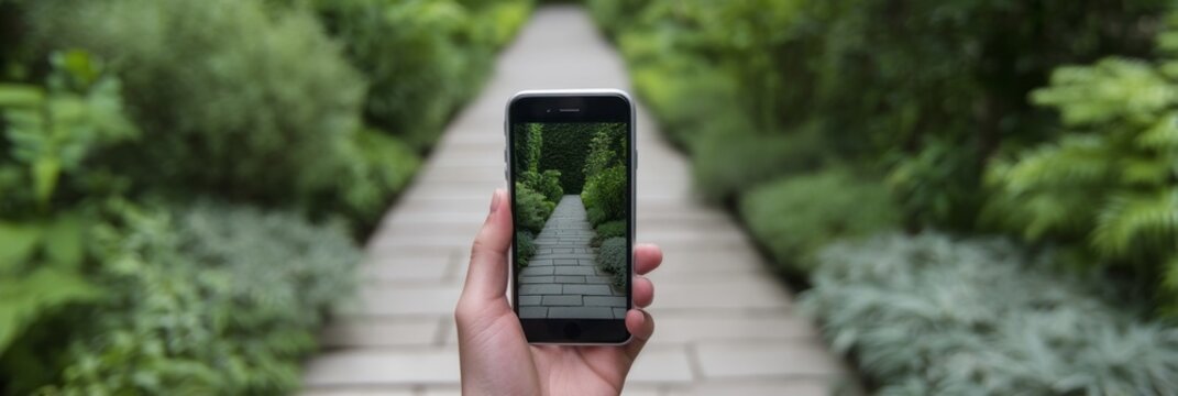 A digital labyrinth captured on a smartphone screen bridges reality and illusion, celebrating Techies Day and World Photography Day - Powered by Adobe