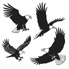 Fototapeta premium Eagle Silhouette Vector Set – Flying and Perched Bird Shapes