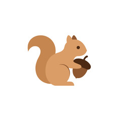 Adorable Cartoon Squirrel Holding an Acorn.