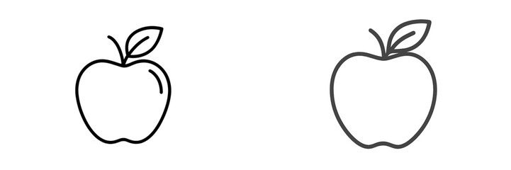Simple apple illustrations showcasing line art style and design diversity in two variations
