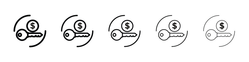Key revenue icon filled flat sign concept for web design.
