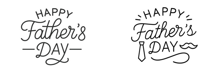 Happy Father's Day designs featuring playful typography and elements celebrating father figures and appreciation in festive style