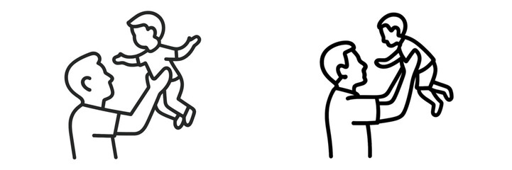 Father joyfully lifting child in playful moments at home during the afternoon