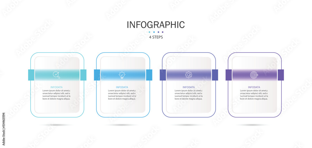 Poster infographic labels with icons and 4 options or steps. suitable for process diagrams, presentations, 