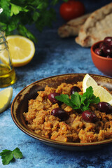 A plate with traditional Moroccan salad zaalouk	