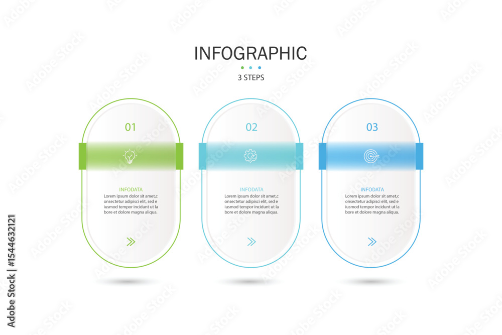 Poster Infographic labels with icons and 3 options or steps. Suitable for process diagrams, presentations, workflow layouts, banners, flow charts, and infographics.