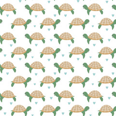 Cute sea turtle pattern design vector illustration