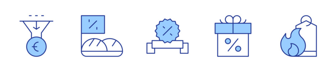 sale, salespipeline, gift, sales, hotsale. Sales Icon vector illustration. Line Duotone style. Editable stroke