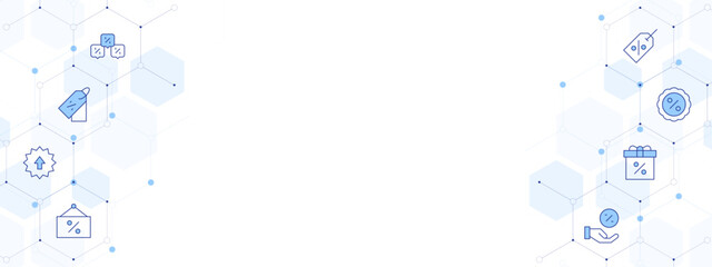 Sales Banner Vector Illustration with Two-sided Icon Style. Line Duotone icon. Containing. discount, pricetag, sale