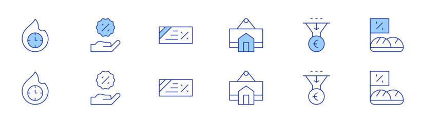 Sales icon set in two styles, Duotone and Thin Line style. Editable stroke. hotsale, sign, discount, salespipeline, sale, sales