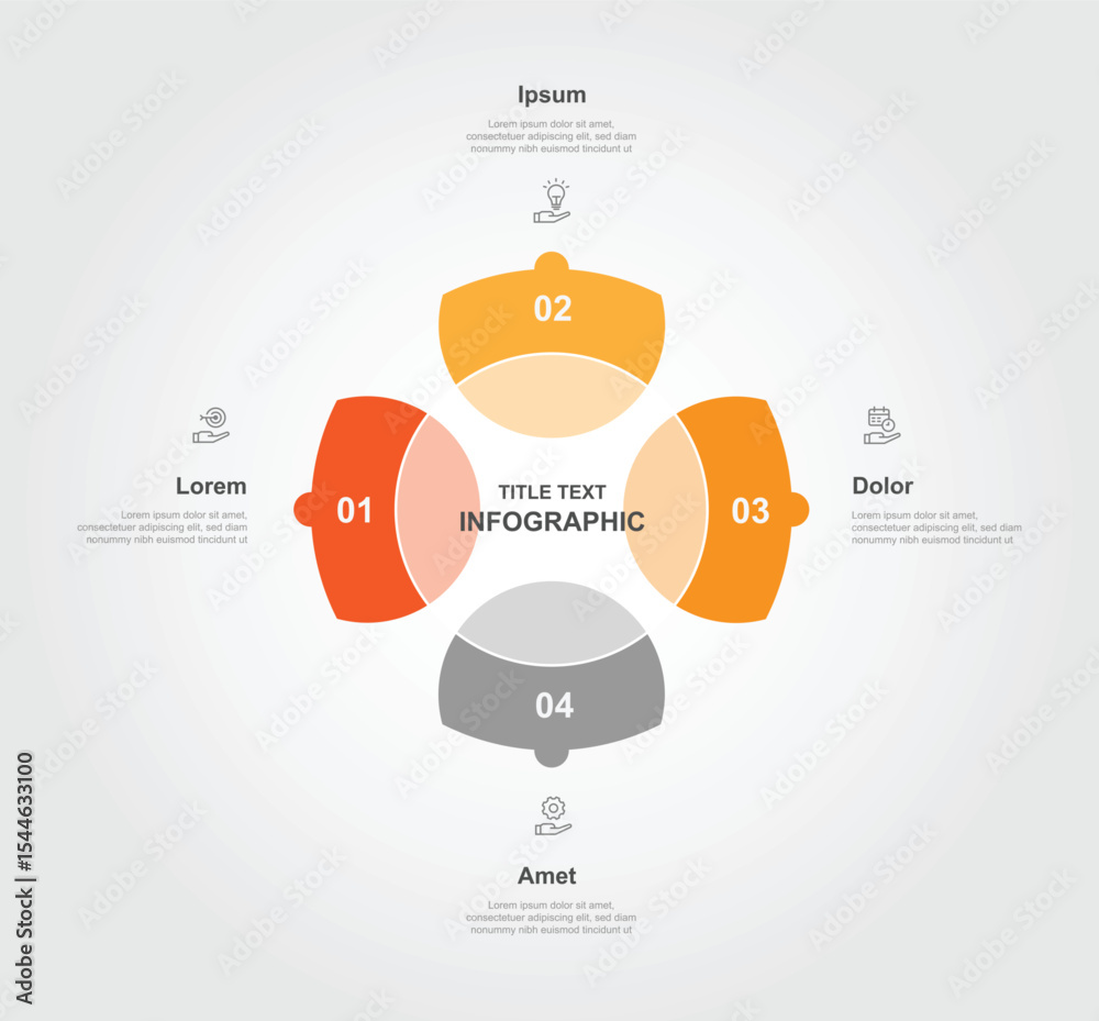 Aufkleber 4 step circle infographic template vector element with icons suitable for business information and web presentation