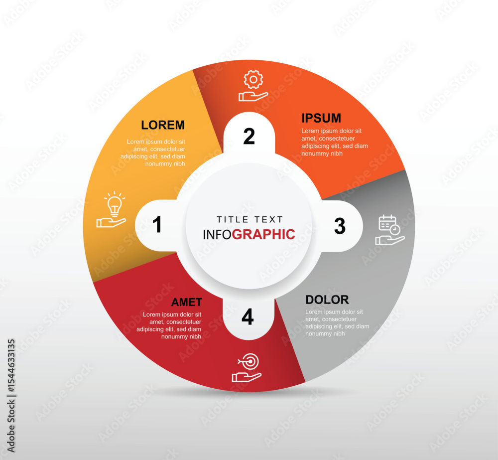 Aufkleber 4 step circle infographic template vector element with icons suitable for business information and web presentation