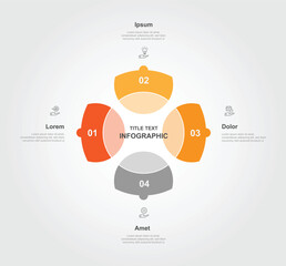 4 step circle infographic template vector element with icons suitable for business information and web presentation
