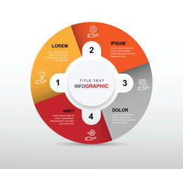 4 step circle infographic template vector element with icons suitable for business information and web presentation