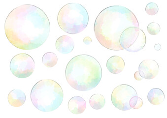 シャボン玉　イラスト　手描き　水彩風