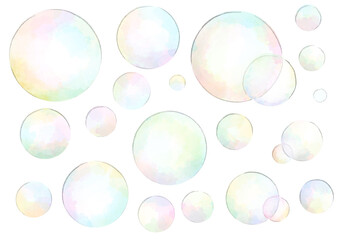 シャボン玉　イラスト　手描き　水彩風