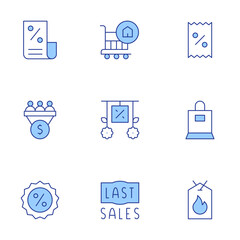 Sales icons set. Line Duotone style, editable stroke. discount, sale, salespipeline, sales, offer, lastsales, hotsale