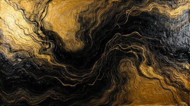 Ethereal Gold Swirls: Intricate swirls of shimmering gold and black intertwine, creating a mesmerizing abstract design that evokes feelings of luxury and mystery.