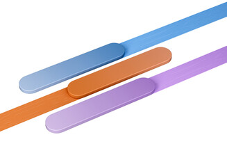 Colorful abstract bars with textured ribbons, creating a sleek and stylish look. 3D Illustration