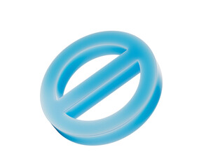 A sleek blue prohibition icon with a diagonal bar, symbolizing restriction or denial. 3d illustration