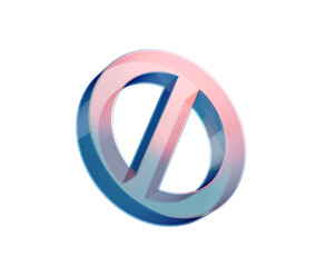 A sleek, transparent prohibition icon with a diagonal bar, symbolizing restriction. 3d illustration