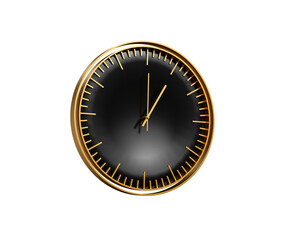 Modern Sleek Golden And Black Wall Clock 01 00 One O'Clock 1 00 For Modern Interiors 3D Illustration