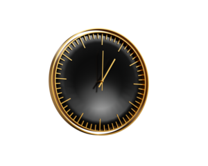 Modern Sleek Golden And Black Wall Clock 01 00 One O'Clock 1 00 For Modern Interiors 3D Illustration