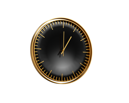 Modern Sleek Golden And Black Wall Clock 01 00 One O'Clock 1 00 For Modern Interiors 3D Illustration