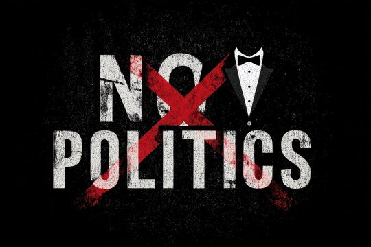 Bold Protest-Style T-Shirt Design with "NO POLITICS" Text.
