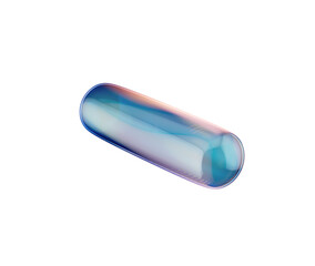 3D Glossy blue minus symbol with a transparent, futuristic and modern design. 3d illustration