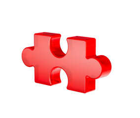 Fototapeta premium A vibrant red puzzle piece with smooth edges and a futuristic design. 3D illustration