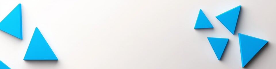 Blue Triangles Abstract Background, LinkedIn cover, copy space, AI Generated