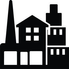 Industrial Complex Silhouette Factory Buildings and Structures Illustration