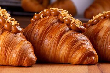 Croissants with chocolate hazelnut cream.