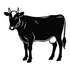Black and White Cow Silhouette Vector Art