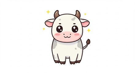 Obraz premium 可愛い子牛 キラキラ瞳 優しい光包む. AI Generated