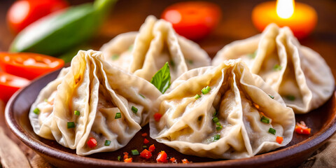 Delicious Steamed Khinkali Dumplings.