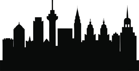 Fototapeta premium Majestic Cityscape Urban Skyline Silhouette Illustration