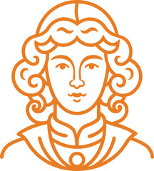 Elegant Line Art Portrait of a Woman with Curled Hair