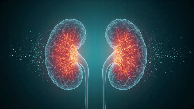 Conceptual illustration of the human kidneys